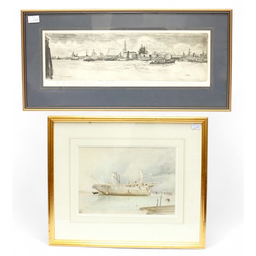 201 - John Eggett (20th century), 'View of Portsmouth Harbour,' limited edition etching, 80/125, signed an... 