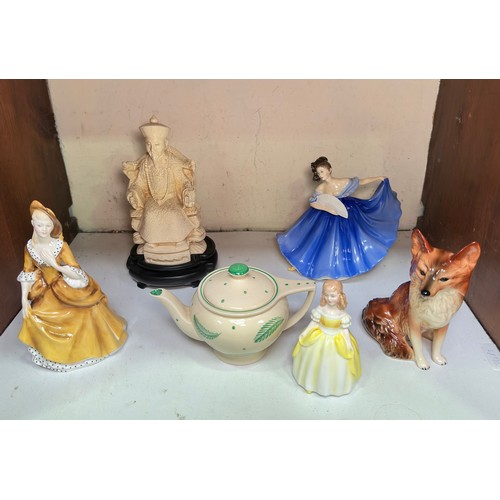 298 - A mixed lot of various ceramics and ornaments, comprising three Royal Doulton porcelain figures of l... 