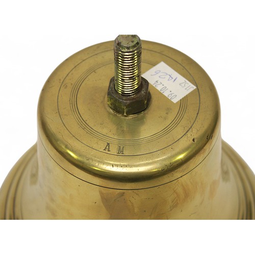 68 - A WWII Brass Scramble Bell, stamped with A.M. (Air Ministry), 16cm high.