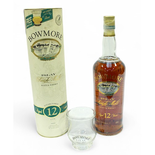 258 - Bowmore 12 Year Old, 1L, 43% vol, Islay Single Malt, housed in original card presentation tin with b... 