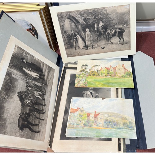 211 - An extensive collection of 19th and 20th Century engravings, etchings, oils and watercolours, predom... 