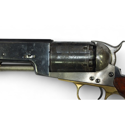 143 - A Samuel Colt 8mm blank firing 1847 patent Revolver, blackened frame and magazine, with brass trigge... 