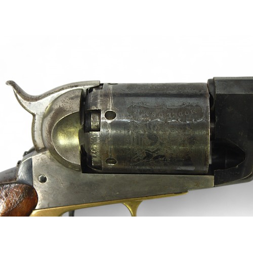 143 - A Samuel Colt 8mm blank firing 1847 patent Revolver, blackened frame and magazine, with brass trigge... 