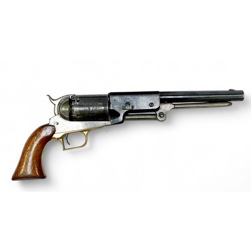 143 - A Samuel Colt 8mm blank firing 1847 patent Revolver, blackened frame and magazine, with brass trigge... 