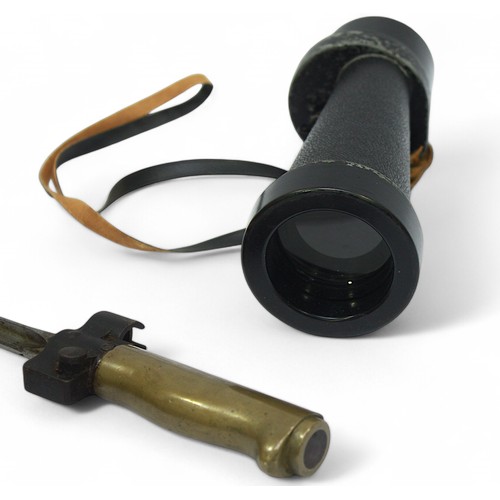 130 - A Barr & Stroud 7x50mm monocular, together with A French Lebel epee bayonet with 52cm cruciform blad... 