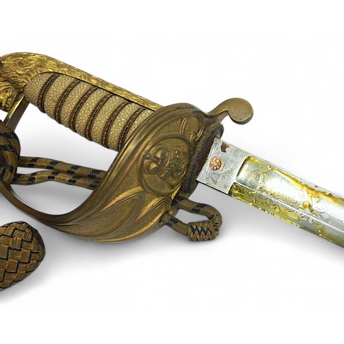 129 - A George V Royal Naval Officer's dress sword, by Pote & Son of Devonport, with 31.5