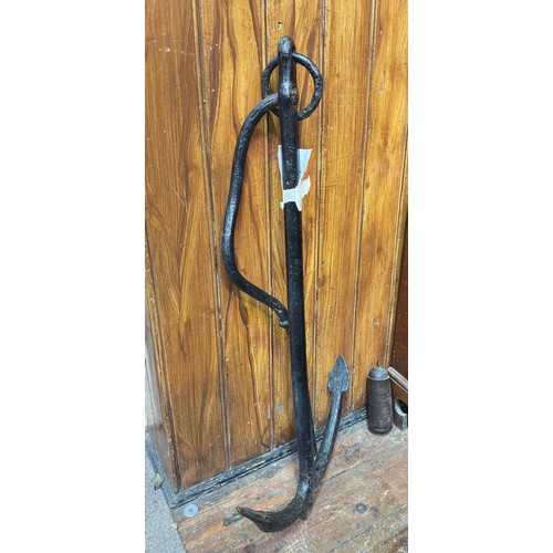 98 - A cast iron ship's anchor, painted black, approx. 95cm tall