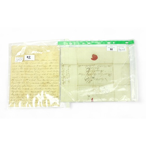 92 - Three various handwritten letters of Naval Interest, comprising Letter 1. Duckworth, Sir John Thomas... 