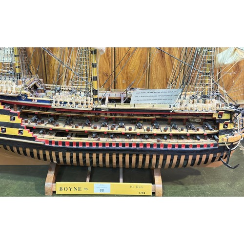 88 - A detailed, scratch built model of HMS Boyne, the 98-gun Royal Navy second-rate ship of the line lau... 