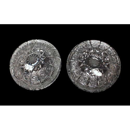 5 - A pair of Bohemia Czech Republic heavy lead crystal ashtrays, with etched decoration to sides, 16cm ... 