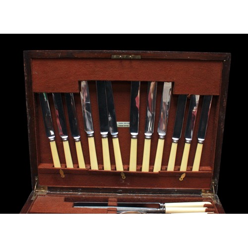 165 - A oak canteen of Elkington & Co silver-plated cutlery, for six persons, together with a silver toppe... 