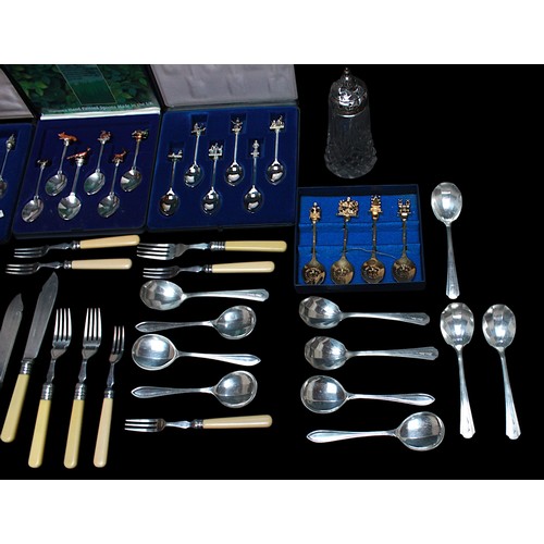 165 - A oak canteen of Elkington & Co silver-plated cutlery, for six persons, together with a silver toppe... 