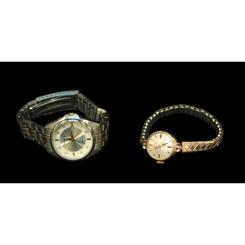 190 - A ladies 9ct gold cased Rotary wristwatch, the silvered dial with applied gilt batons denoting hours... 