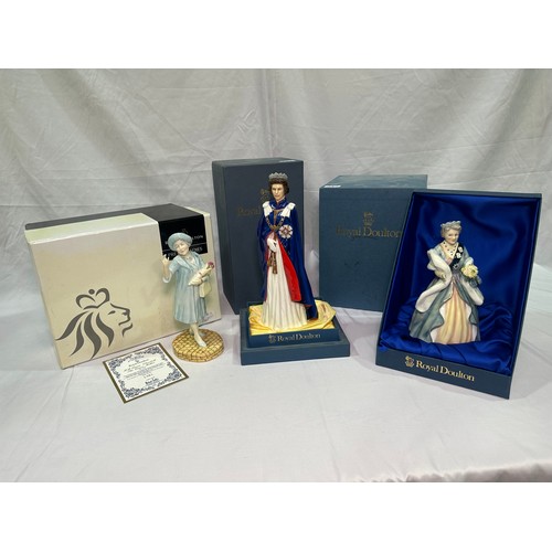 20 - Three Royal Doulton figures, ‘To Celebrate the 30th Anniversary of the Coronation of Her Majesty Que... 