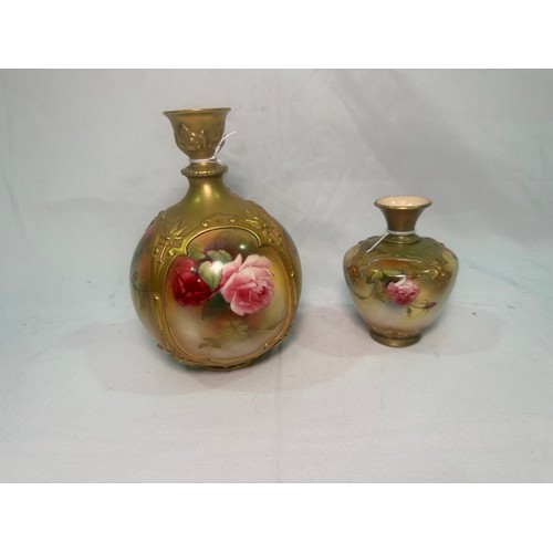 28 - A Royal Worcester bud vase, dated 1911, of globular form, relief moulded gilt decoration with hand-p... 