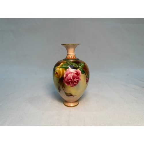 34 - Six assorted early 20th Century Royal Worcester bud vases, predominantly of ovoid form, hand-painted... 