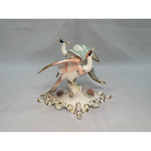 39 - A Royal Crown Derby ‘Chelsea Birds’ figure-group with factory marks to base and signed ‘C. Windridge... 