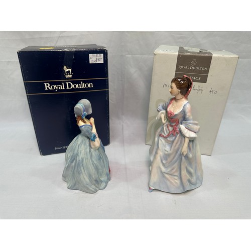 40 - Two Royal Doulton figures, ‘Deidre’, HN2020 and ‘Mrs Hugh Bonfoy’ HN3319 in original branded boxes.