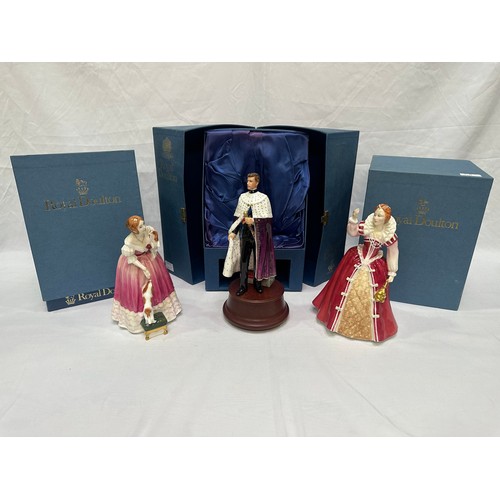 50 - Three Royal Doulton figures ‘Queens of the Realm Queen Victoria’, HN3125, no.3622/5000, ‘Queens of t... 