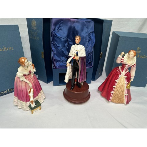 50 - Three Royal Doulton figures ‘Queens of the Realm Queen Victoria’, HN3125, no.3622/5000, ‘Queens of t... 