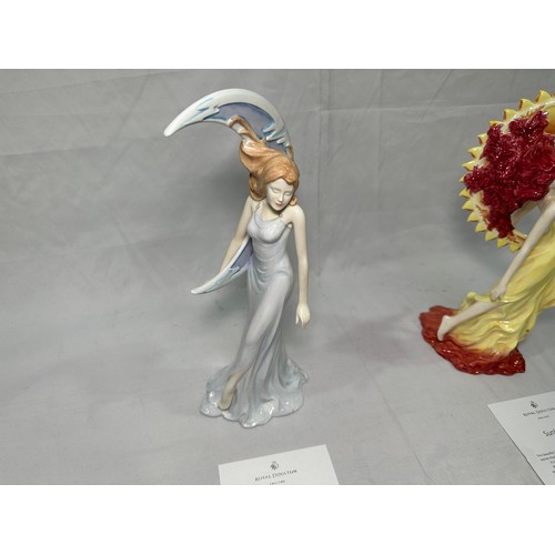 60 - Two Royal Doulton figures ‘Sunburst’ HN5053, no.124 and ‘Moonlight’ HN5054, no.184, both in original... 