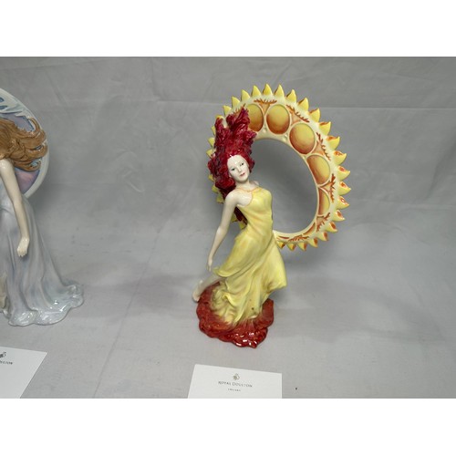 60 - Two Royal Doulton figures ‘Sunburst’ HN5053, no.124 and ‘Moonlight’ HN5054, no.184, both in original... 