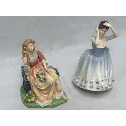 84 - Two Royal Doulton porcelain figures of ladies, comprising, ‘Opehlia’, from the ‘Shakespeare Ladies’ ... 