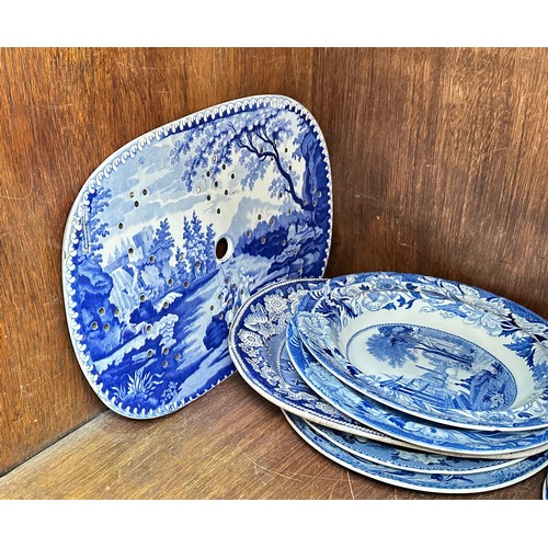 78 - A quantity of blue & white printed pottery including a Bramald & Co. Yorkshire blue and white printe... 