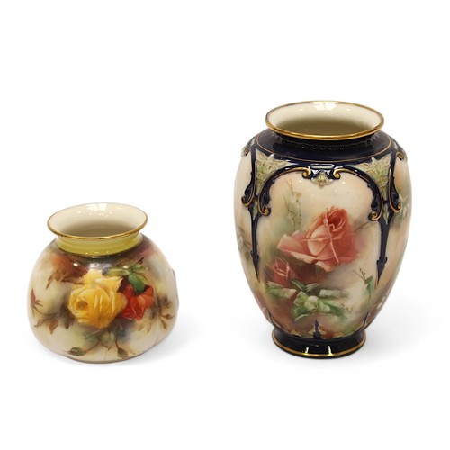 23 - A collection of early 20th Century Hadley’s and Royal Worcester Hadley Ware hand-painted vases, incl... 