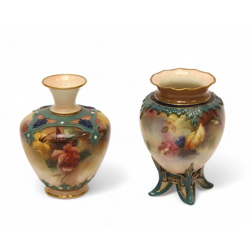 23 - A collection of early 20th Century Hadley’s and Royal Worcester Hadley Ware hand-painted vases, incl... 