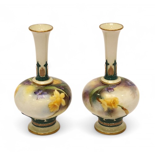 23 - A collection of early 20th Century Hadley’s and Royal Worcester Hadley Ware hand-painted vases, incl... 