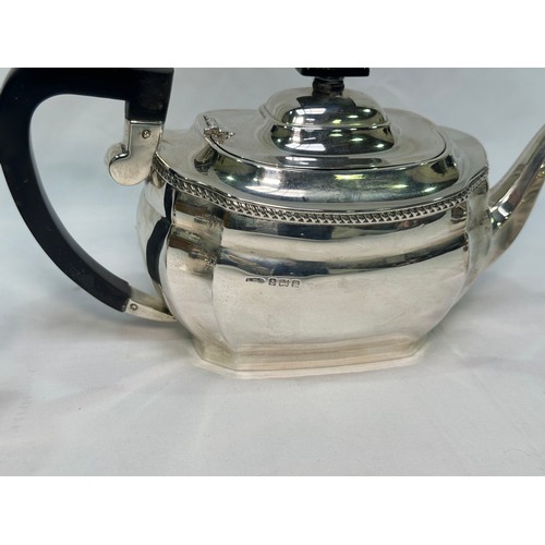 175 - A three-piece silver bachelors tea set by Hobson, James & Gilby, comprising teapot, sugar bowl and c... 