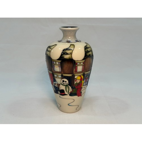 111 - A Moorcroft pottery vase of tapering cylindrical form with flared rim, in the ‘Christmas Morning’ pa... 