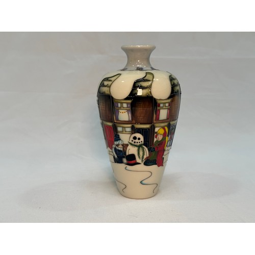 111 - A Moorcroft pottery vase of tapering cylindrical form with flared rim, in the ‘Christmas Morning’ pa... 