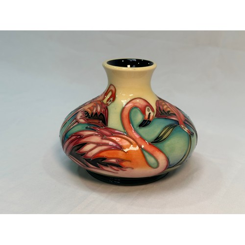 113 - A Moorcroft pottery vase, of compressed globular form with flared rim, in the ‘Everglade Flamingo’ p... 