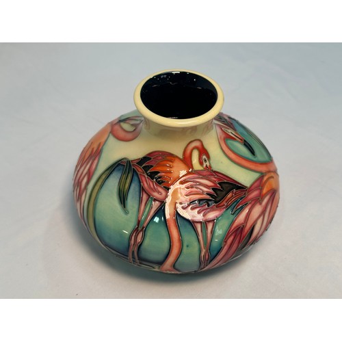 113 - A Moorcroft pottery vase, of compressed globular form with flared rim, in the ‘Everglade Flamingo’ p... 