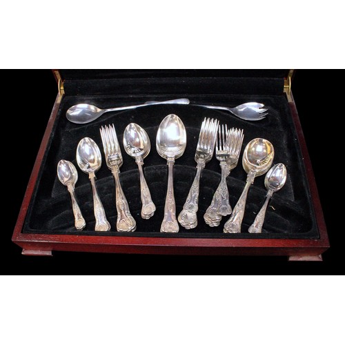 180 - A George Butler of Sheffield At Allders canteen of King’s pattern silver-plated cutlery, for eight p... 