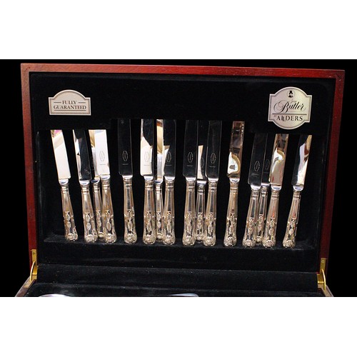 180 - A George Butler of Sheffield At Allders canteen of King’s pattern silver-plated cutlery, for eight p... 