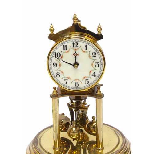 460 - Four various brass 'year long going' anniversary clocks under glass domes, (4).