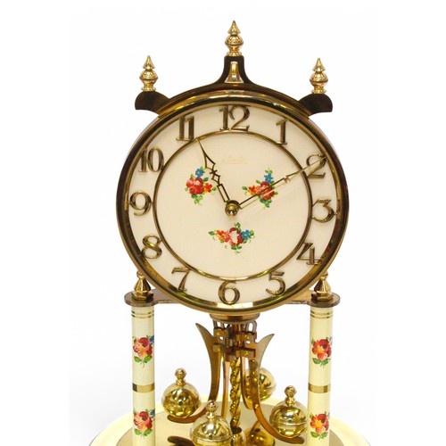 460 - Four various brass 'year long going' anniversary clocks under glass domes, (4).