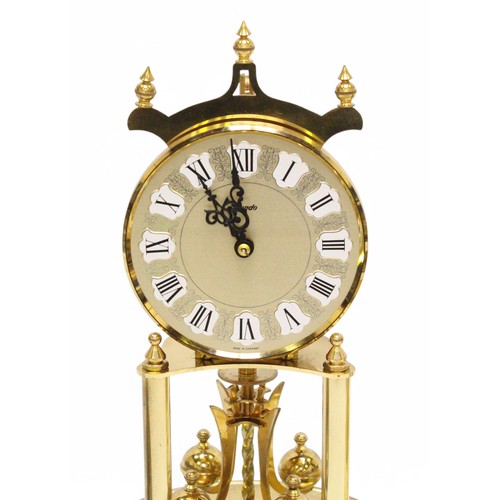 460 - Four various brass 'year long going' anniversary clocks under glass domes, (4).