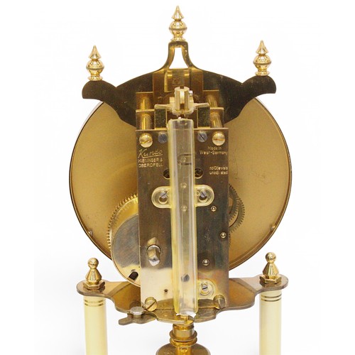 460 - Four various brass 'year long going' anniversary clocks under glass domes, (4).