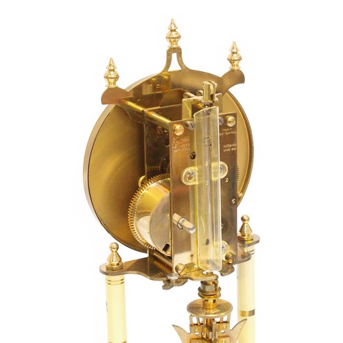 460 - Four various brass 'year long going' anniversary clocks under glass domes, (4).