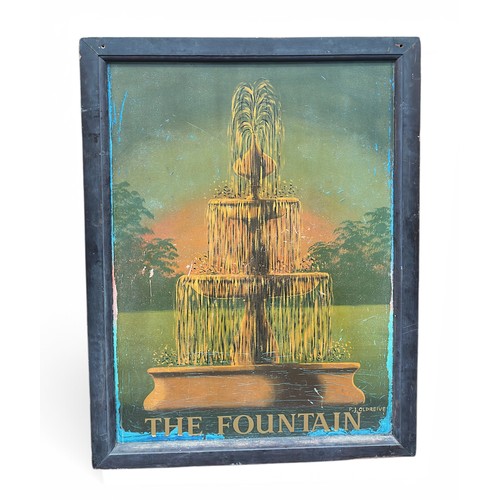 372 - P. J . Oldreive - A large double-sided, painted pub sign for ‘The Fountain’ North End, Portsmouth. I... 