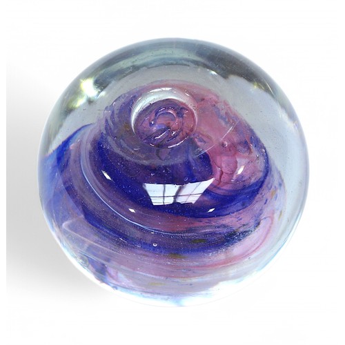 14 - Seven assorted 1970s Isle of Wight Glass paperweights, swirl patterns with blues, pinks, purples, an... 