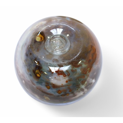 60 - A matched pair of Isle of Wight Glass Aurene globe vases, c.1970s, designed by Michael Harris, both ... 