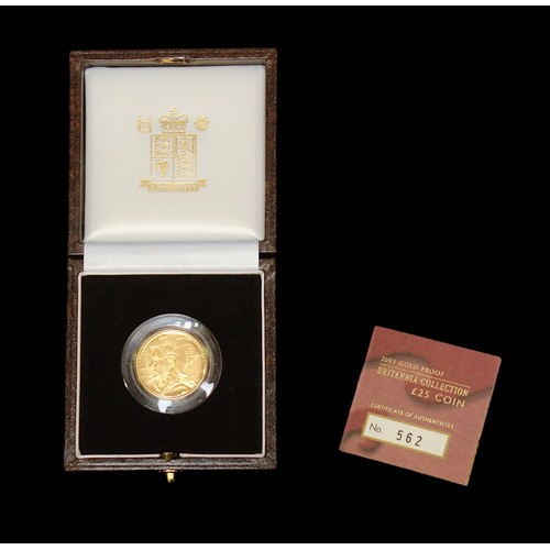 314 - A 2003 Gold Proof Britannia Collection £25 Coin, 1/4oz, Obv with head of Britannia by Philip Nathan,... 