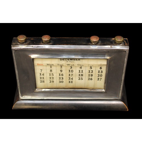 178 - A George VI silver mounted perpetual desk calendar by W J Myatt & Co, Birmingham, 1937, of rectangul... 