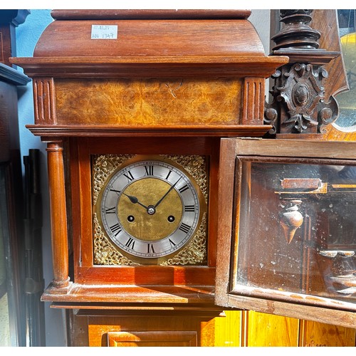 469 - A French Comptoise clock and another hanging clock for spares or repair, together with a grandmother... 