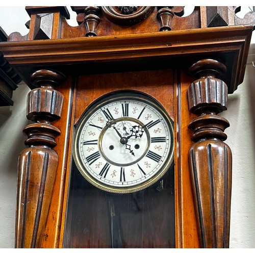 468 - Two Vienna wall clocks, with Baroque 'style' walnut cases.